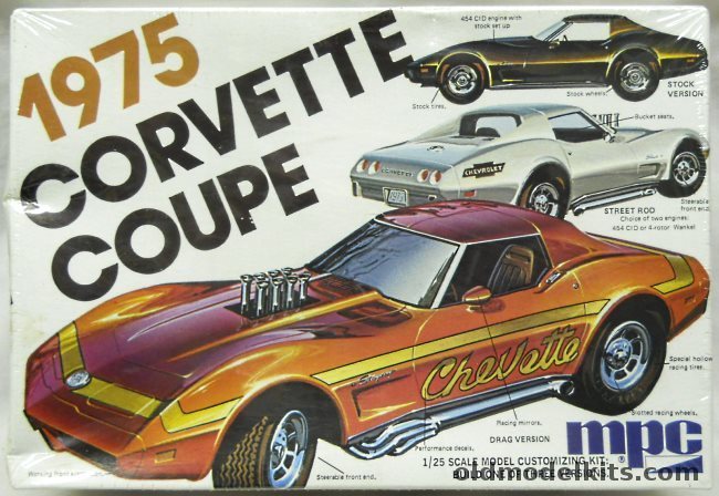 MPC 1/25 1975 Chevrolet Corvette Coupe 454 - Stock / Street Rod / Drag Version, 1-7505 plastic model kit